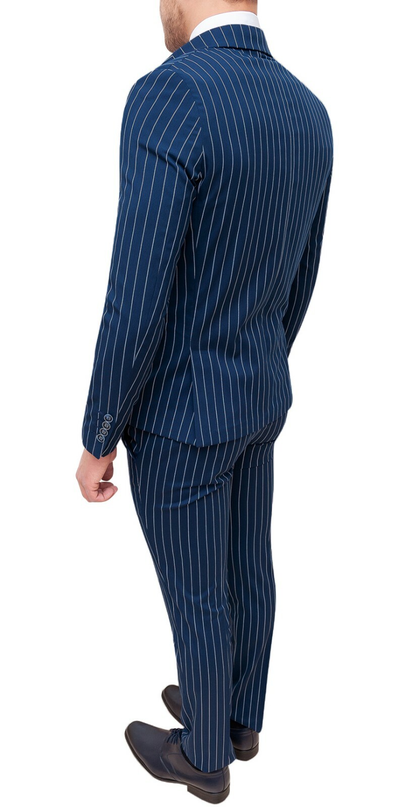Abito completo uomo estivo blu gessato smoking vestito elegante cerimonia
